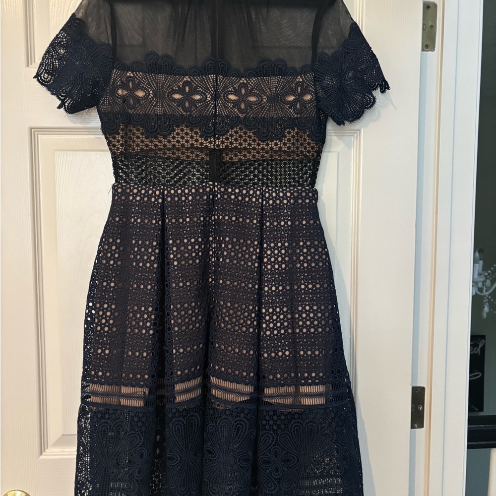 Self-Portrait Black Lace Dress with Tan Lining